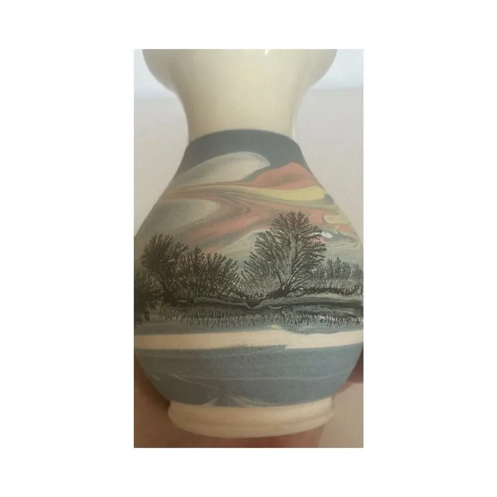 Bocastle Pottery Vase Roger Irving Little 2000 Cornwall UK Dendritic Landscape